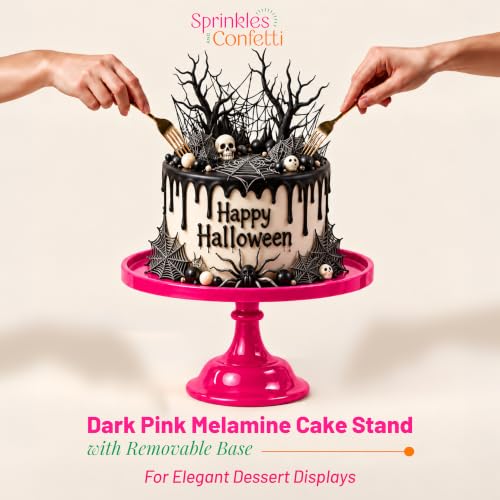 Pedestal 11-Inch Dark Pink Cake Stand Durable Melamine Dessert Display - color: Dark Pink