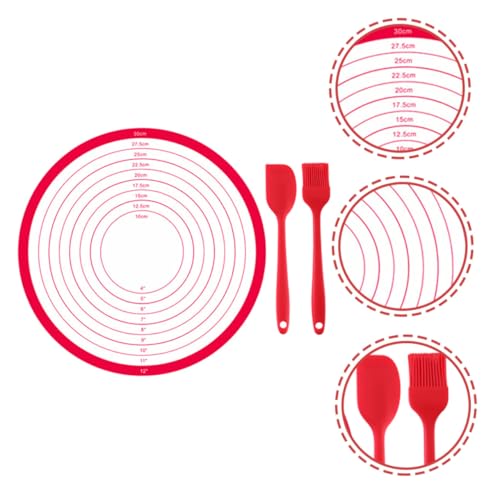 Silicone Kneading Mat Set 30 cm Red Round