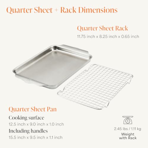 Hestan Provisions OvenBond Quarter Sheet Pan with Rack, Stainless Steel - size: Quarter – 9x12 inch