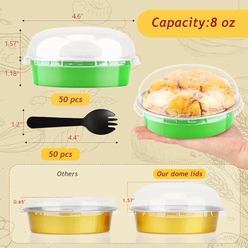 LNYZQUS 8oz Mini Pie Tins with Lids 50 Pack, 4 Inch Individual Cake Pans - color: Green