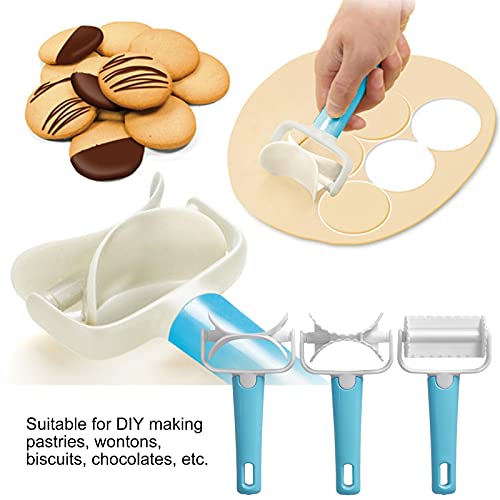 3Pcs Rolling Pastry Cutter set|Round Roller Fondant Slicer|DIY Dough Cutter Roller Baking Accessory for Wonton Biscuit Cookies Dumpling Cake Making cookie cutter