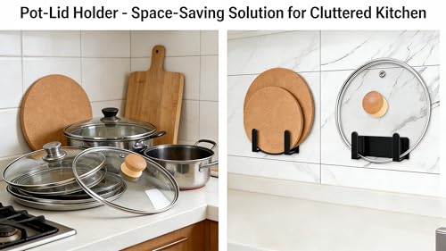 Black Stainless Steel Cutting Board & Pot Lid Organizer - color: Black
