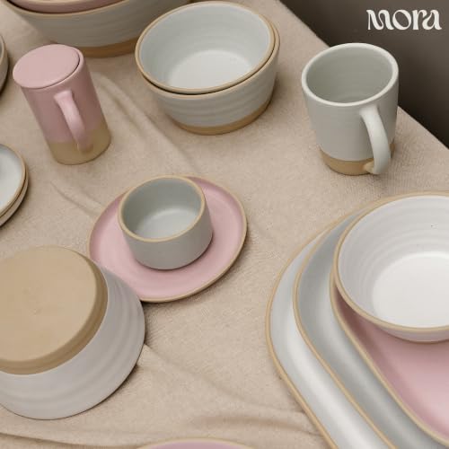 Mora Mini Ramekins Set of 4, 8oz Ceramic Pottery Baking Dishes - Microwave, Oven and Dishwasher Safe - Cloud - color: Cloud, size: Mini
