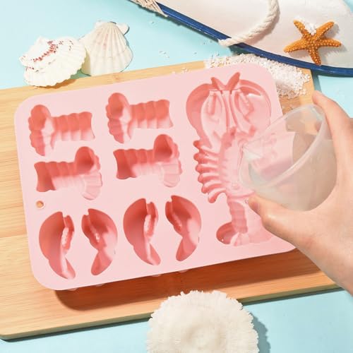 Airssory 2Pcs Lobster Silicone Mold Pink Ocean Animal Molds 19.5x15.8x3.1cm for Baking Candy Chocolate Fondant Party Decoration - color: Lobster Mold