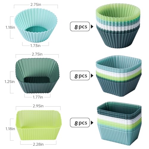Silicone Cupcake Liners 34 Pack Baking Cups Muffin Liners Nostick Cake Molds Bento Lunch Box Dividers - style: 34 Pack Cupcake Liners