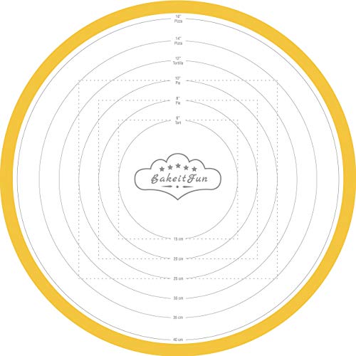 Round Silicone Pastry Mat, 17.75-Inch Diameter, Dough Rolling Mat with Inch and Centimeter Measurement Guides - size: 17.75 in Diameter