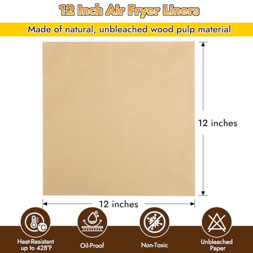 YQL 12-Inch 200PCS Disposable Air Fryer Paper Liners for Ninja Air Fryer SP151/SP101/SP201/SP301, Unbleached Parchment Paper for Flip Foodi Toaster Oven, Ninja Flip Up Airfryer Accessories (Pack of 2) - size: 200PCS (Pack of 2)