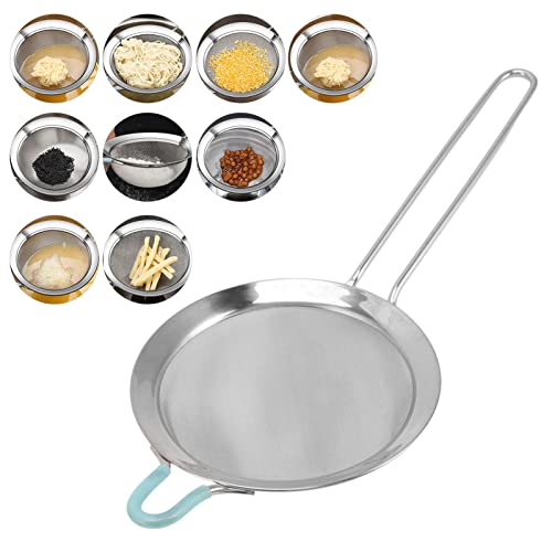 60 Mesh Fine Mesh Strainers, Stainless Steel Sieve Fine Mesh Strainer Handheld Flour Colander with Long Handle, Flour Sifter for Kitchen (20cm) - size: 20cm