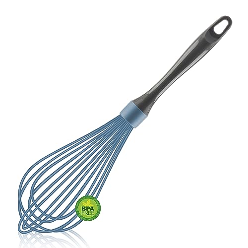 OYV Dishwasher Safe Silicone Whisk, 12-Inch, Non-Scratch, Blue - color: Blue