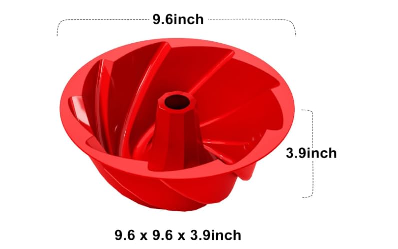 saphe Silicone cake pan, Bakeware Non Stick 10 inch round Cake Pan for making Cake, Jello, Gelatin, Bread, Brownie, Silicone fluted Cake mold - size: 10inch