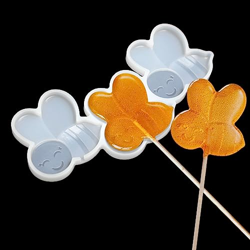 mostsom Silicone Lollipop Molds,Chocolate Candy Mold Lollypop Sucker Molds Flower Honeycomb Chocolate Hard Candy Molds No Sticks 2PCS (E_ Bee) - size: E_ Bee