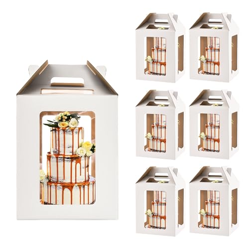 XININSUN 6Pack Tall cake boxes for tier cakes 12x12x14 Inch with 6 Windows - color: white-6win-6P-12inch