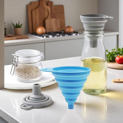 Silicone Funnel Set 35g 1 Piece Blue Collapsible Kitchen Funnel