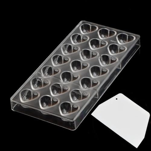 21 Grid Chocolate Candy Mold PC Polycarbonate Chocolate Making Mould with Scraper (Heart Shape) - color: Heart Shape