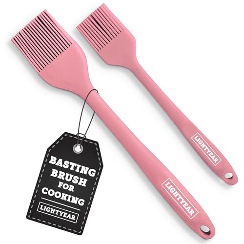 Lightyear Silicone Basting Brush for Cooking – Pastry Brush Set - color: Pink