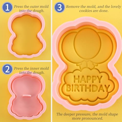 8Pcs Happy Birthday Cookie Cutter Unicorn Cake Crown Balloon Baking Tools - color: Birthday B