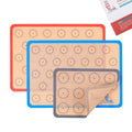 Silicone Baking Mat Macaron Set of 3-2 Half Sheet Liners 1 Quarter Sheet - color: Red,Blue,Gray, size: 16.5x11.6