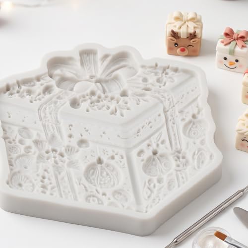 Christmas Gift Box Silicone Mold Present Box Fondant Mold - color: Style R