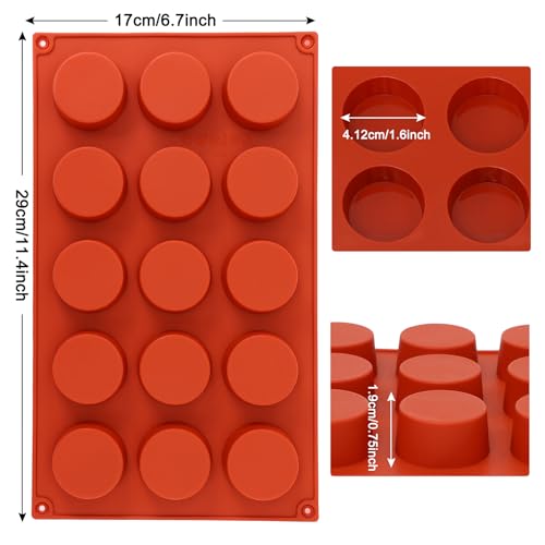 FUGZAUD 2PACK Silicone Cylinder Molds,15-Cavity Round Candy Chocolate Mold, Handmade Soap Silicone Mould, for Mini Muffin, cake,Jelly, Dessert, Ice Cube
