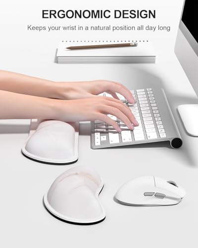 Large Mouse Pad with Wrist Rests for Keyboard & Mouse, Thick Soft Ergonomic Memory Foam Wrist Supports, Big & Long Desk Mat 35.5 x 15.7 in, for Office Gaming Computer, White Marble - color: Minimalism White Marble