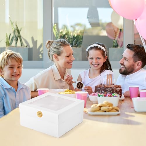 12Pcs Cake Boxes, 12x12x6 Inches White Bakery Boxes with Window - color: White, size: 12x12x6inch