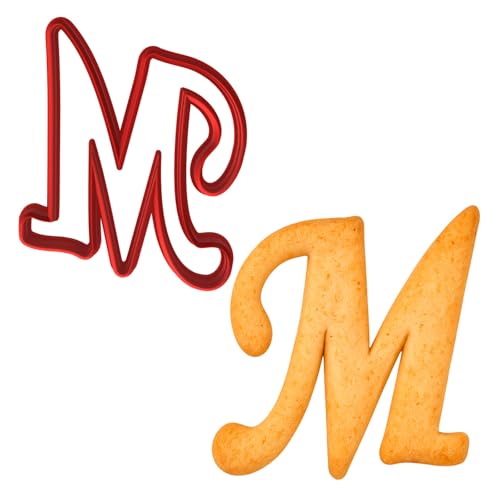 Mighty Gadget Fancy Cursive Letter A to Z Cookie Cutter - 4" Tall Alphabet Baking Mold (Random Color) (M) - color: M
