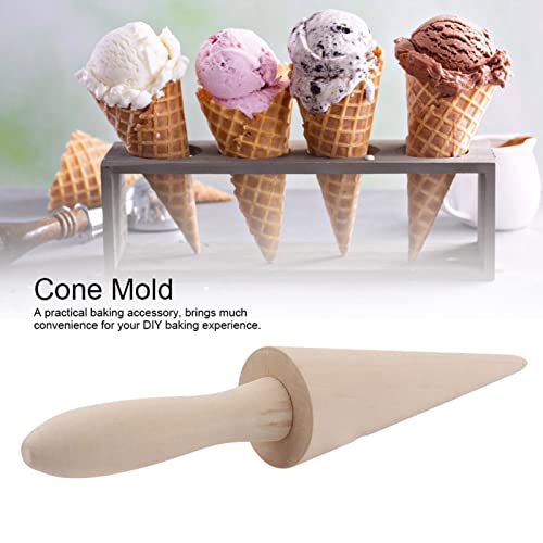 Waffle Cone Roller, Wooden Krumkake Roller, 9.1in Waffle Ice Cream Cone Roller with Ergonomic Handle for Baking Enthusiasts to Make Cones, Waffles and Other Desserts