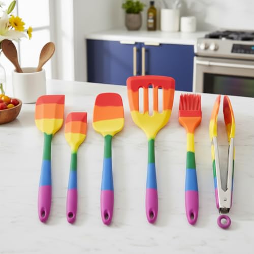 Cooking With Pride Non-Stick Slotted Turner, Heat-Safe Silicone With Iron Core, 12-Inch - size: Slotted Turner - 12 Inch