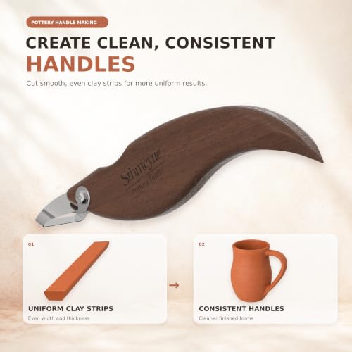 Sthmeyue Pottery Handle Making Tools, 5-Piece Walnut Wood Set for Clay Mugs