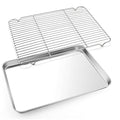 E-far Cookie Sheet with Rack Set, 18”x13” Baking Pan for Oven Roasting - size: 17.7"x13"