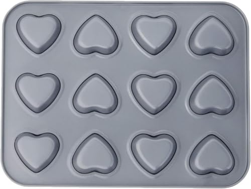 Fox Run Mini Heart Muffin Pan, 12-Cup, Preferred Non-Stick, Gray - style: Mini Heart Muffin Pan