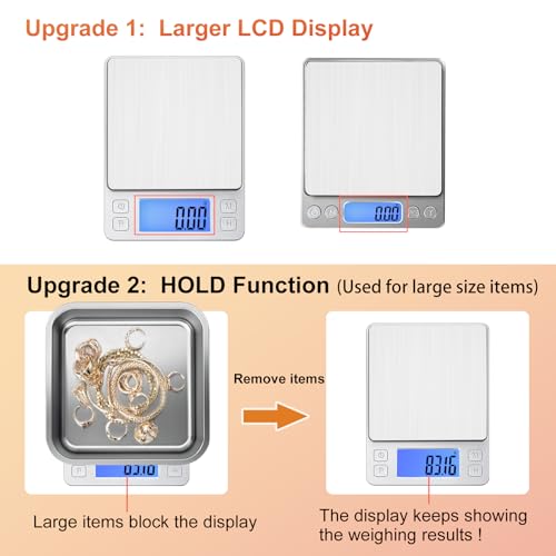 BOMATA 0.01g Small Digital Gram Scale, Upgraded 1kg Jewelry Scale - size: 0.01g/1kg Silver (Non-Rechargeable)