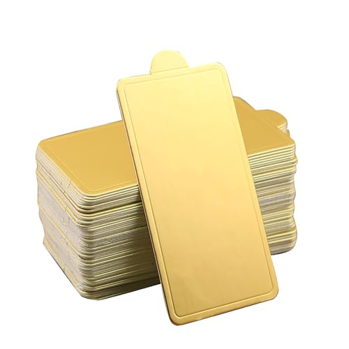 YYaaloa 100pcs Mini Rectangular Golden Cake Boards Mousse Cupcake Base Paper Plates Rectangular Dessert Board Base for Cake DIY, Baking Dessert Party Wedding Birthday (Rectangular, 100pcs) - color: Rectangular, size: 100pcs