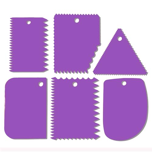 Cake Scraper, 6 Pcs Cake Smoother Scraper, Dough Scraper Purple - color: Purple