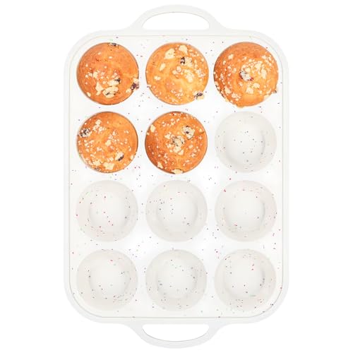 Silicone Muffin Pans for Baking 1 Pack, 2.8 Inch with Metal Reinforced Frame, Regular Size Nonstick Silicone Cupcake Pan 12 Cups for Baking Homemade Muffins, Cupcakes, Dishwasher Safe BPA Free - size: 12 Cup-1Pack