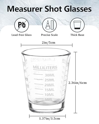 SAIAOKJ Shot Glass Measuring Cup Set, 2 Pack Espresso Shot Glasses (White) - color: 2 Pack-White