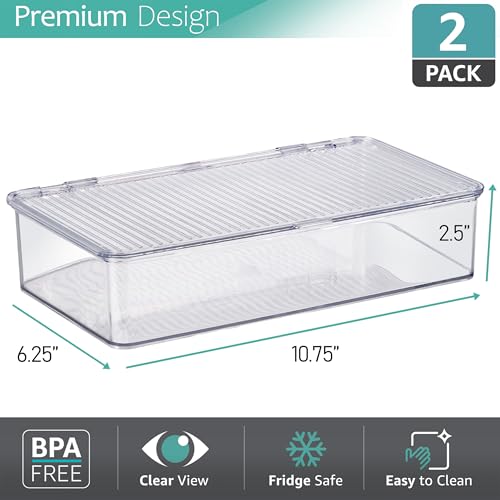 Sorbus Clear Storage Bins with Lids, Stackable Organizer (Small) - size: Small