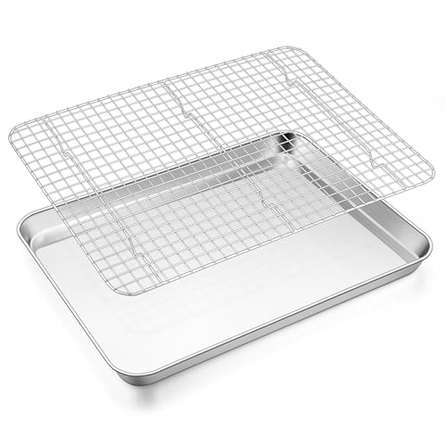 E-far Baking Sheet with Wire Rack Set, 17.6" x 13" (1 Pan +1 Cooling Rack) - size: 17.6"x13"