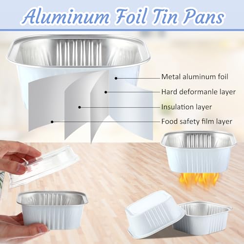 Aoriher 300 Pieces 10 oz Mini Cake Pans with Lids,White, Silver - color: White/Silver