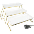 Czlizdyt Extra Large 3 Tier Serving Tray Set, 24x22x9.7 inch - color: Gold