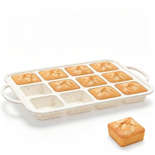 Mini Brownie Pan with Dividers, 12 Cup Square, Cream - color: Square, size: 2.5 inch