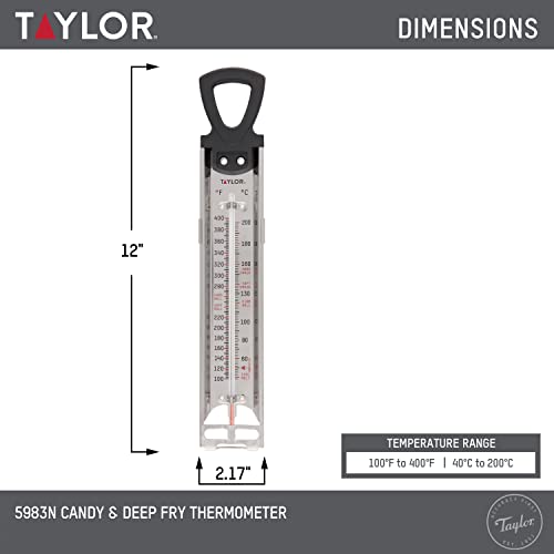 Taylor Candy and Deep Fry Thermometer Pan Clip 12-Inch Stainless Steel - color: Black
