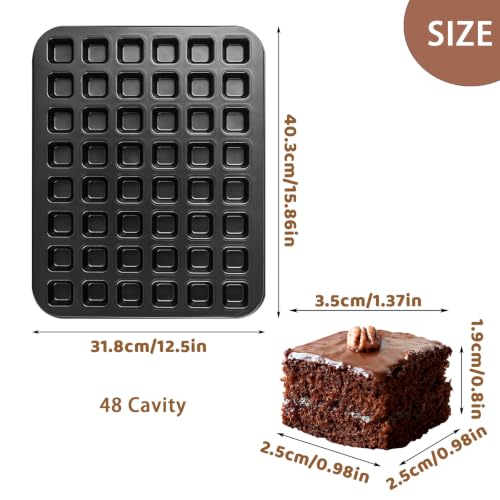 2 Pcs Mini Brownie Bites Pan with Dividers 48 Cavity