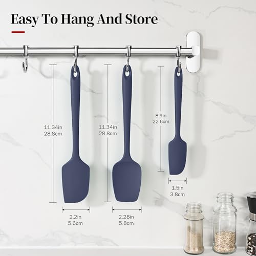 600ºF Heat Resistant Silicone Spatula Spoonula Set of 3, Blue - color: (3) Midnight Blue, size: 3 Spatulas
