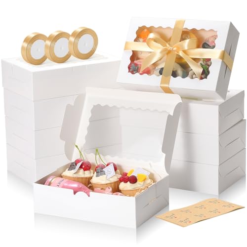 36 Pack Cookie Boxes with Window, 9x6x2.5 Inch White Bakery Boxes - color: white, size: 9x6x2.5 in