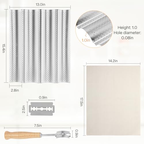 15 Inch Baguette Bread Pan Kit, 4-Slot Nonstick French Baking Tray - color: Silver