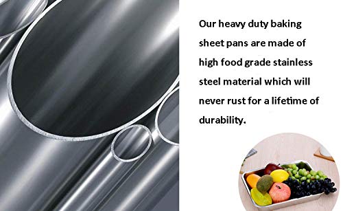 Baking Cookie Sheets Pan,Jelly-Roll Pans Roasting Pan,Stainless Steel Baking Pans Tray Cookie Sheet,Nonstick Toaster Oven Baking Sheet Pans, Easy Clean & Dishwasher Safe (12'' x 9.64'') - size: 12'' x 9.64''