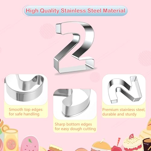 9 PCS Number Cookie Cutter Set, Stainless Steel 0-8 Shaped Cookie Cutter Number Biscuit Cutters Molds Baking Molds for DIY Crafts Birthday Graduation Xmas New Year Party Homemade Treats Baking - color: Number