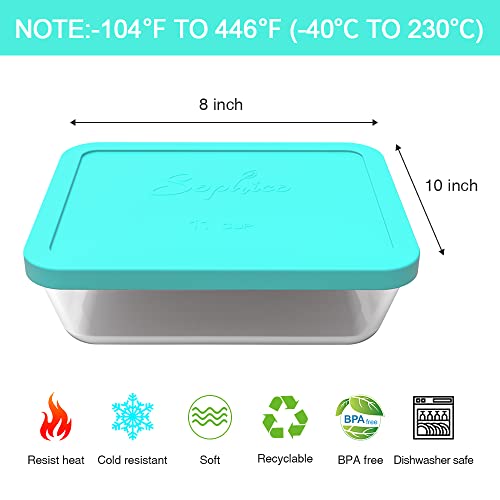 SOPHICO 11 Cup Silicone Replacement Rectangle Lids for Pyrex Glass 7212-PC - color: MINT- 2PACK