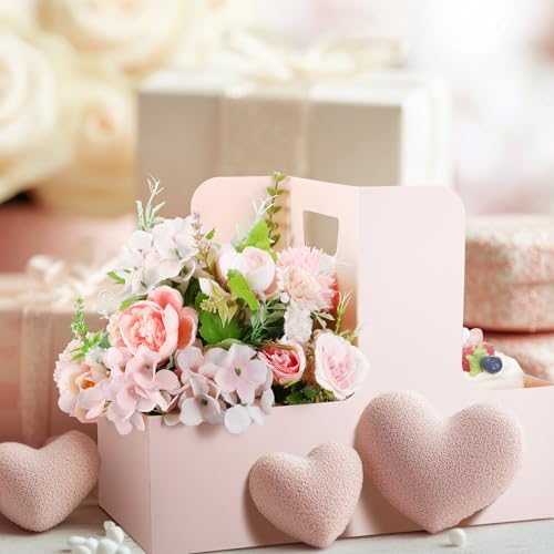 Qinyoung 12 Sets Wedding Gift Baskets with Handles - color: Pink
